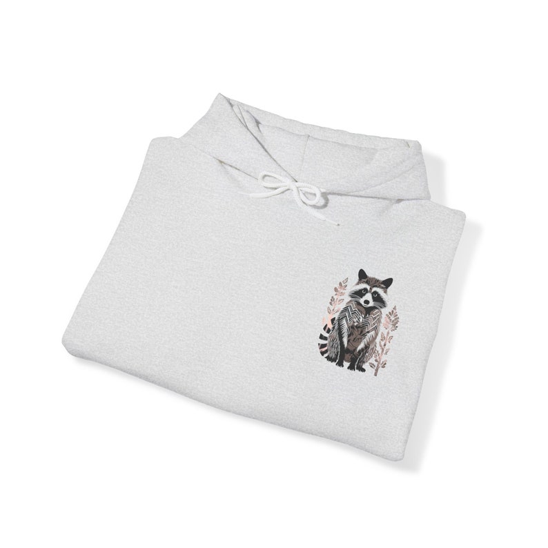 Raccoon Hoodie Block Print Spirit Animal Clothes Cottagecore Aesthetic Woodland Animals Top Racoon Sweatshirt Front Back Hoodie Fleece Gifts zdjęcie 7