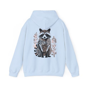 Raccoon Hoodie Block Print Spirit Animal Clothes Cottagecore Aesthetic Woodland Animals Top Racoon Sweatshirt Front Back Hoodie Fleece Gifts zdjęcie 9