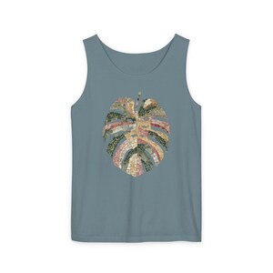 Mosaic Monstera Shirt, Indoor Plants Shirt, Houseplant T Shirt, loose tank top for women, Comfort Colors®, UNISEX Tank Tops, Rib Cage Shirt Ice Blue