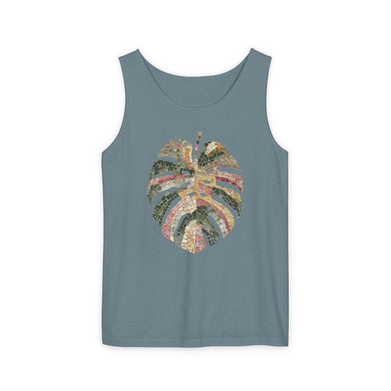 Mosaic Monstera Shirt, Indoor Plants Shirt, Houseplant T Shirt, loose tank top for women, Comfort Colors®, UNISEX Tank Tops, Rib Cage Shirt Ice Blue