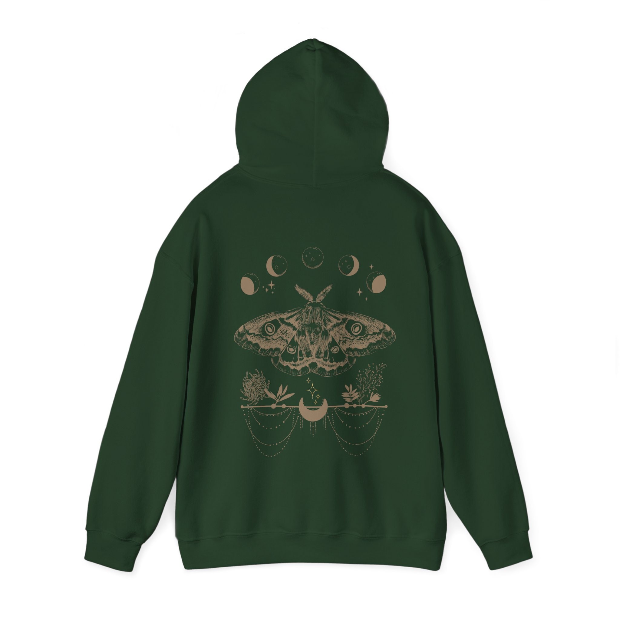Mystical Moth Hoodie Celestial Moon Phase Sweatshirt Goblin Core Shirt ...