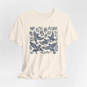 Pigeon Shirt Linocut Shirt Linocut Birds Amongst the Foliage Tshirt Pigeon Lover Gift immagine 6