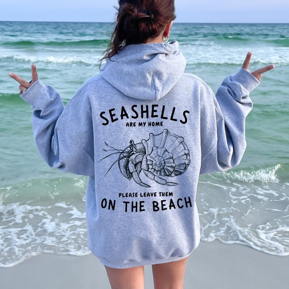 Hermit Crab Hoodie Sweatshirt Seashells on the Beach Hooded