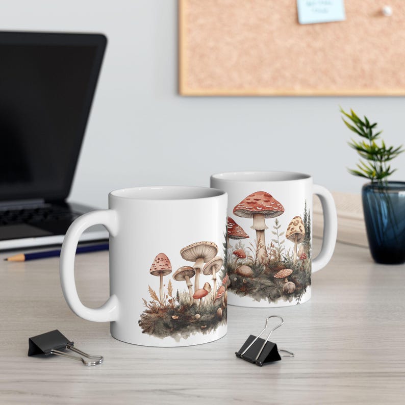 Mushroom Mug, White Ceramic Mug, (11oz, 15oz), Coffee Cups, Tea Mugs, BPA and Lead-Free, Microwave and Dishwasher Safe afbeelding 6