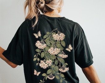 Hoya Carnosa Splash Blooms and Butterflies Shirt Comfort Colors® Cotton Tee Shirt for Plant Parents