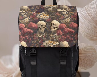 Fun Floral Skull Embroidered Backpack - Two Sizes - More  display picture 1