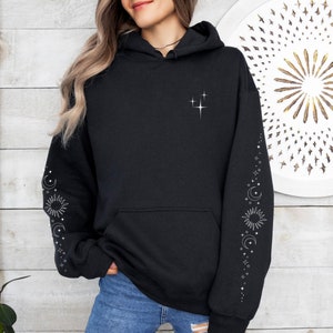 Celestial Hoodie Sun and Moon Sweatshirt Stars Sweater Mystical Clothing Witchy Clothes Witchcore Hooded Top Astrology Clothing Night Sky