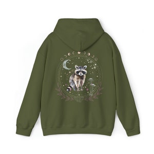 Raccoon Hoodie Mystical Raccoon Sweatshirt Cottagecore Raccoon Hooded Sweater Celestial Hoodie Fleece Hoodie Gift Idea for Raccoon Lovers image 8