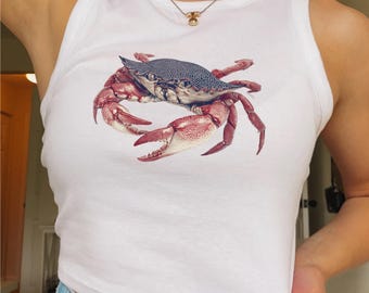 crab tank top rib racerback slightly cropped tshirt