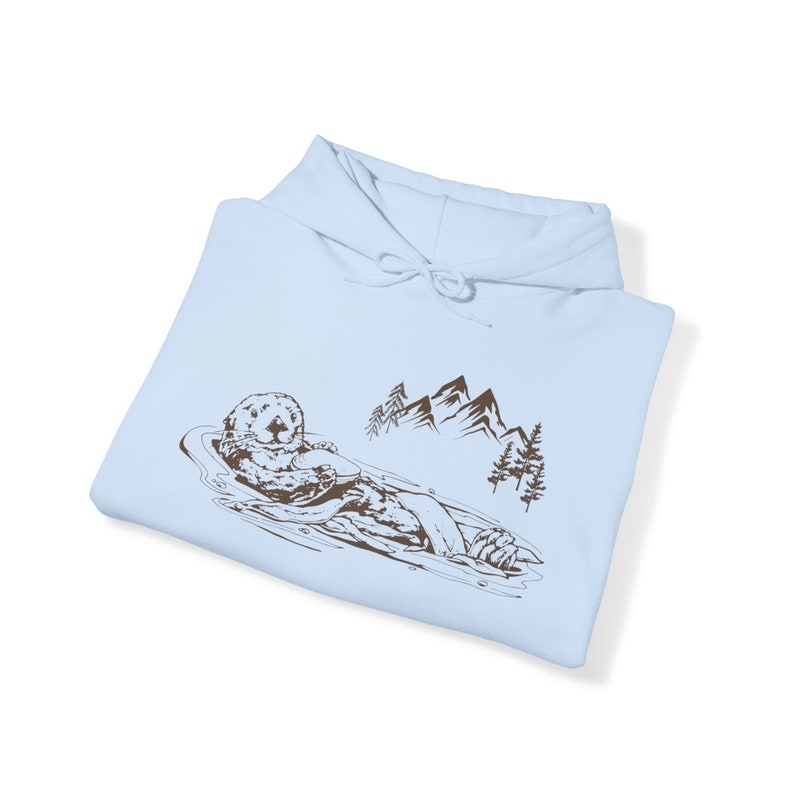 Otter Sweatshirt Hoodie Sea Otter Sweatshirt Animal Lovers Gift Ideas Fleece Top Hiking Hooded Sweater Mountain Nature Clothes Granola Girl image 6