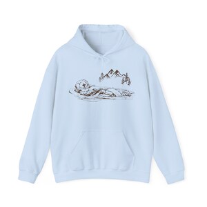 Otter Sweatshirt Hoodie Sea Otter Sweatshirt Animal Lovers Gift Ideas Fleece Top Hiking Hooded Sweater Mountain Nature Clothes Granola Girl image 10