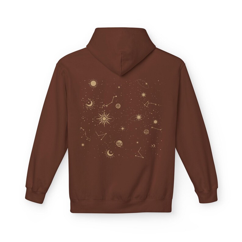 Celestial Hoodie Unisex Midweight Softstyle Fleece Hoodie Sun Stars Sweatshirt Mystical Constellation Clothes Cocoa