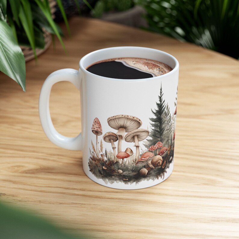 Mushroom Mug, White Ceramic Mug, (11oz, 15oz), Coffee Cups, Tea Mugs, BPA and Lead-Free, Microwave and Dishwasher Safe afbeelding 3