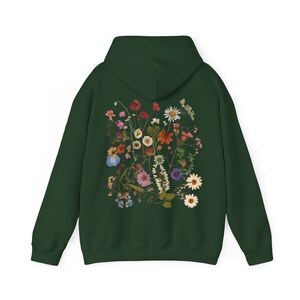 Pressed Flowers Hoodie Pressed Flower Sweatshirt Cottagecore Clothes Nature Lover Gift Idea Wildflower Garden Aesthetic Botanical Top Floral image 8
