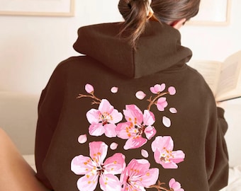 Cherry Blossom Hoodie Sakura Sweatshirt Flower Aesthetic Floral Top Japanese Streetwear Festival Sweater Travel Clothing Nature Stuff Comfy