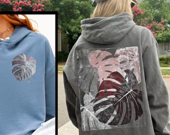 Monstera deliciosa Hoodie Comfort Colors Hooded Sweatshirt for Indoor Plant Parents and Houseplant Lovers