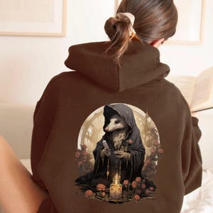 Wizard of Possum Hoodie Opossum Sweatshirt Witchy Opppossum Hoodie Fleece Sweatshirt Dark Witchcore Clothing Goblincore Animal Goth Clothes