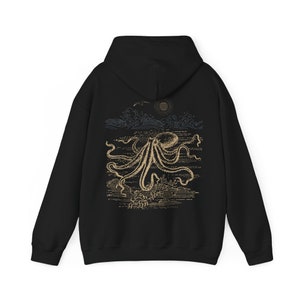 Octopus Hoodie Beachy Hoodies Marine Life Shirt Coconut Girl Aesthetic Cephalopod Tshirt Ocean Sweatshirt Beach Coverup Beach Stuff Winter image 8