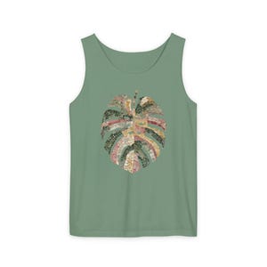 Mosaic Monstera Shirt, Indoor Plants Shirt, Houseplant T Shirt, loose tank top for women, Comfort Colors®, UNISEX Tank Tops, Rib Cage Shirt Light Green