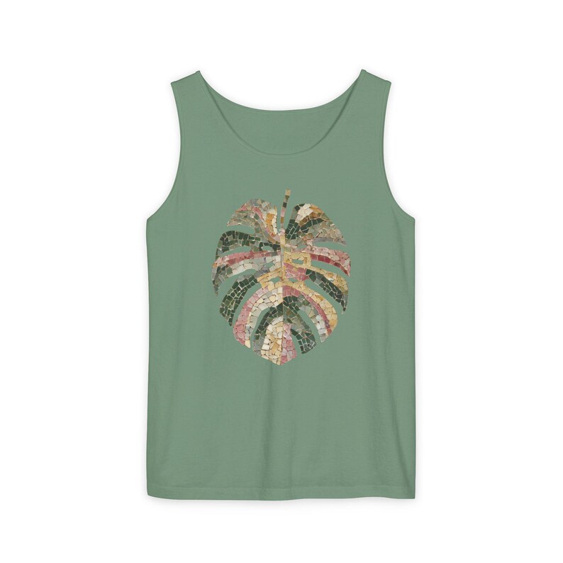 Mosaic Monstera Shirt, Indoor Plants Shirt, Houseplant T Shirt, loose tank top for women, Comfort Colors®, UNISEX Tank Tops, Rib Cage Shirt Light Green