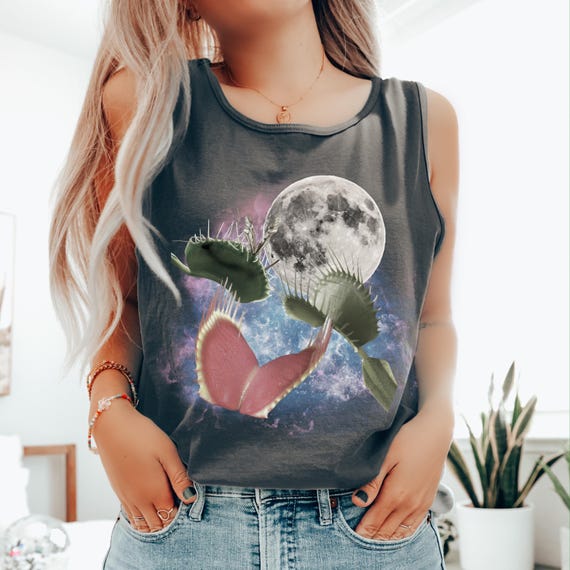Carnivorous Plant Shirt indoor plant shirt houseplant t shirt 90s shirts 90s nostalgia loose tank top Venus Fly Trap Howling at full moon