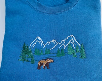 Mountains I Embroidered Sweatshirt | National Park Sweatshirt | Outdoor Sweatshirt | Bears Sweatshirt
