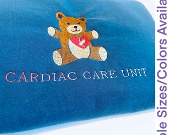 Moletom da Unidade de Terapia Intensiva Cardíaca | Moletom bordado de Pediatria | Moletom com ursinho de pelúcia | Moletom para enfermeiros, médicos e fisioterapeutas