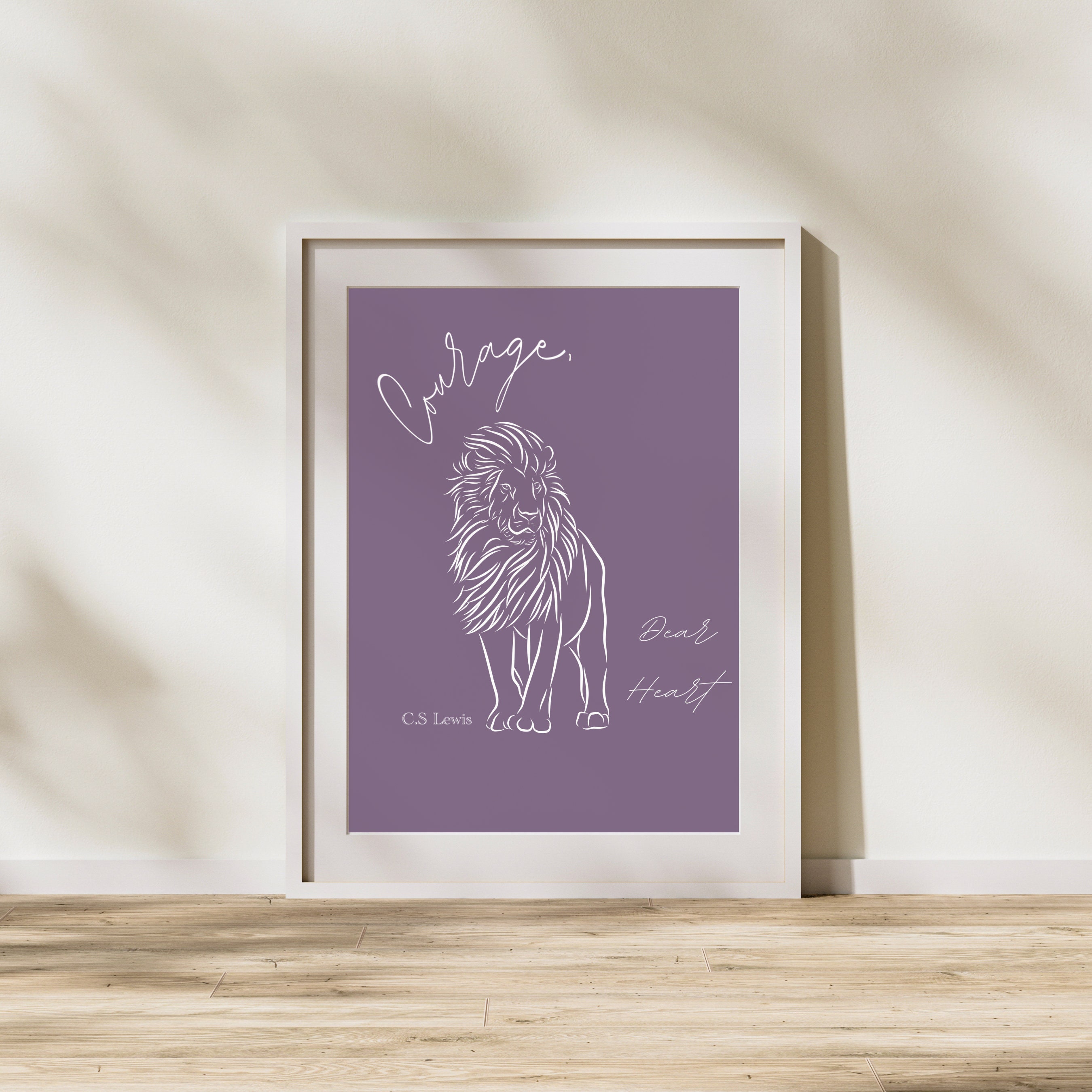 Narnia Aslan Print C S Lewis Art Courage Dear Heart Quote 