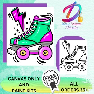 Skate/ Paint Party/ Sip and Paint/ Pre drawn Canvas/ Art Party/DIY Paint Party/Paint Kit