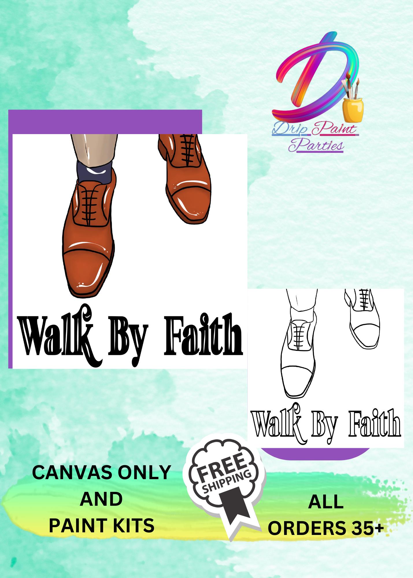 He Walk by Faith/ Paint Party/ Sip and Paint/ Pre-drawn Canvas/ Paint ...