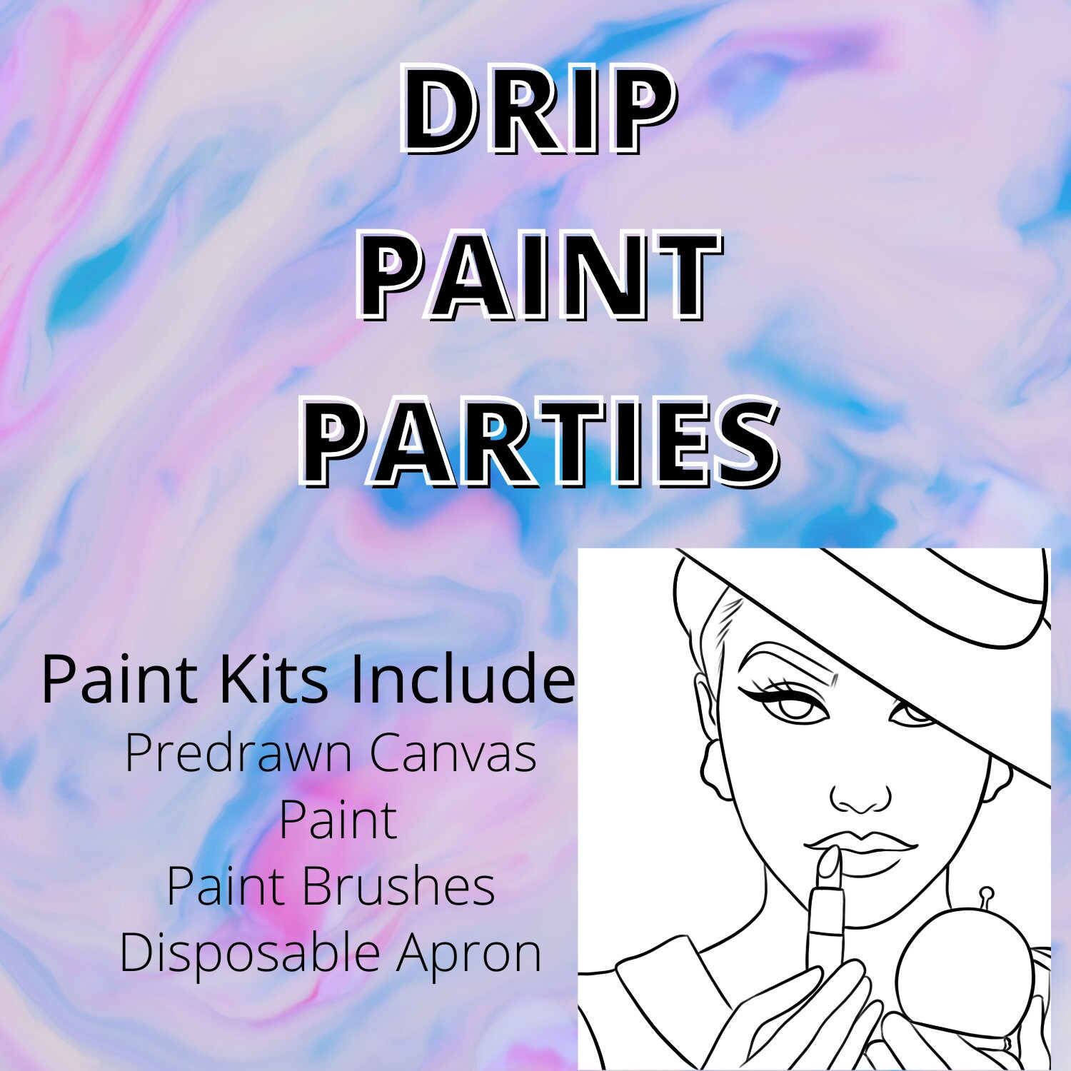 All Made Up/paint Party/sip and Paint/ Predrawn Canvas/art Etsy