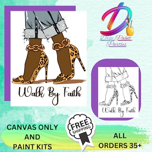 Walking by Faith/ Paint Party/ Sip and Paint/ Predrawn Canvas/ Art Party/DIY Paint Party/ Paint Kit