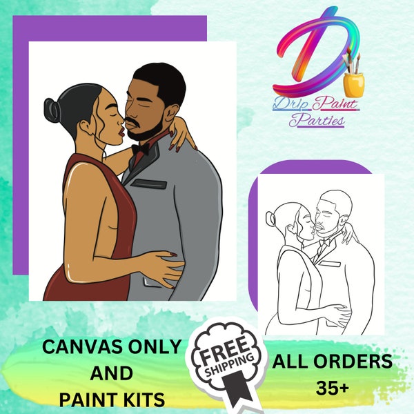 Couple Goals/Paint Party/Sip and Paint/Pre-drawn Canvas/Art Party/DIY Paint Party/Paint Kit