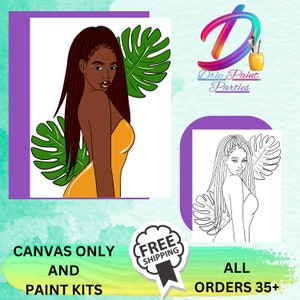 Pure Beauty/ Paint Party/ Sip and Paint/ Pre-drawn Canvas/ Art Party/DIP Paint Party
