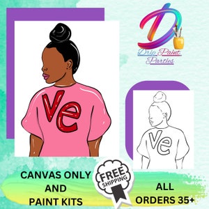 Her/Paint Party/Sip and Paint/Pre-drawn Canvas/ Art Party