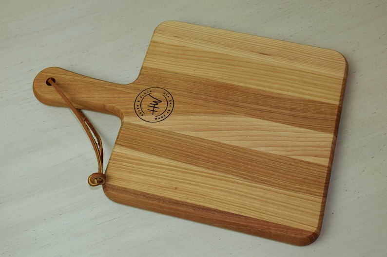 Square Cutting Board With Handle Wood Etsy