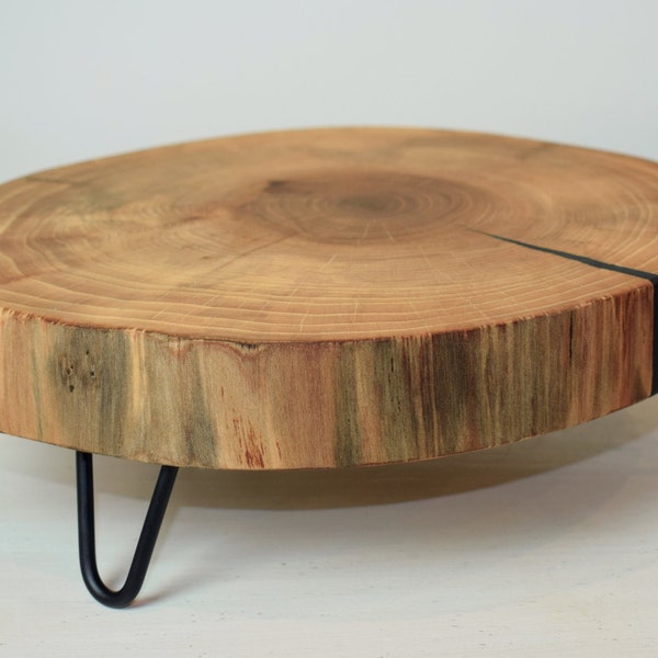 Wood Slice Cake Stand/Plant Stand with Metal Hairpin Legs