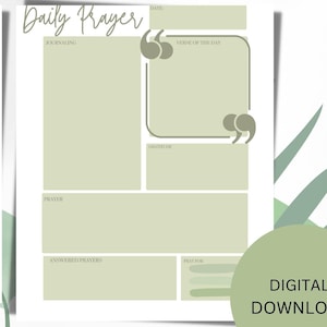 Tägliche Gebetskarte: Bibelstudienzeitschrift zum Ausdrucken (digitaler Download)