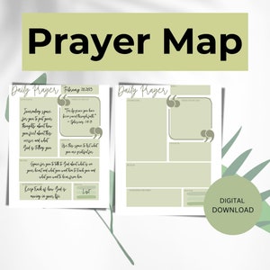 Daily Prayer Map, Bible Study Printable, Daily Prayer Journal, Womens Bible Study, Prayer Scripture Printable, Womens Prayer Journal, Green