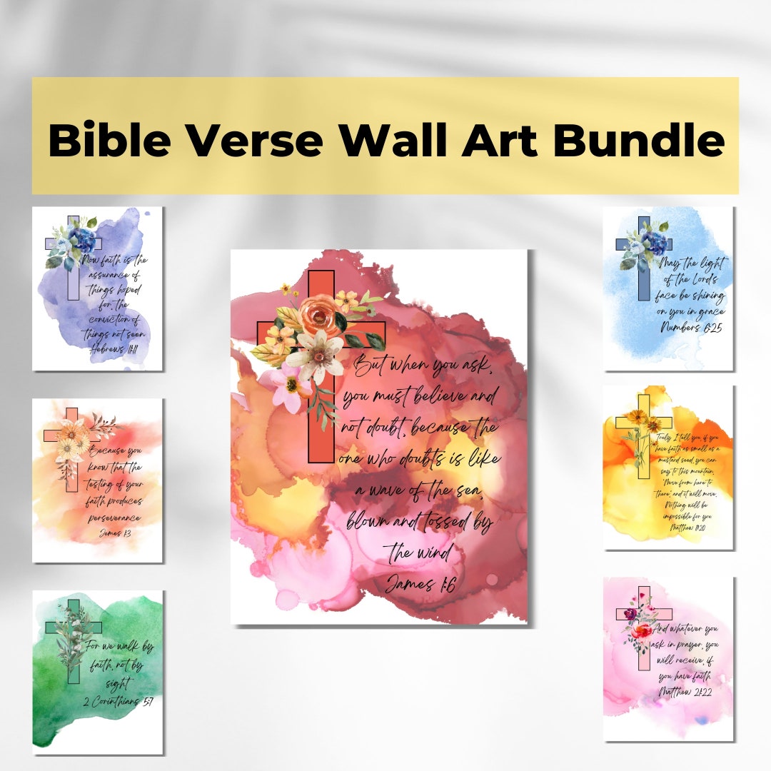 Printable Bible Verse Wall Art Bundle to Inspire &amp; Encourage, 8 Bible ...