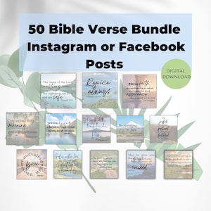 50 PLR Faith Post Templates | Bible Verse Graphics | Church Social Media Template | Editable Social Media Graphics for Christian Creators