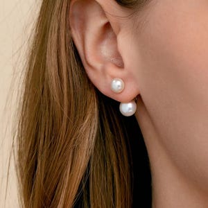 Dainty Pearl Women Earrings, Natural Freshwater Pearl Earrings, Daily Bridal Earrings, Front and Back Earrings, Pearl Jewelry Gift for her