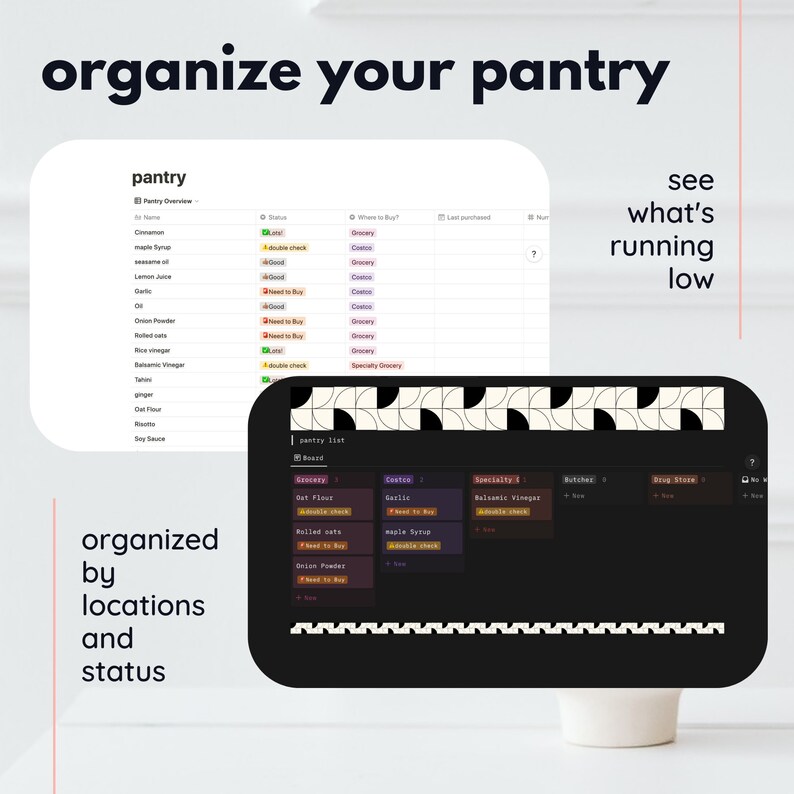 Menu Planner Notion Template Notion Recipe Board Meal Prep, Grocery