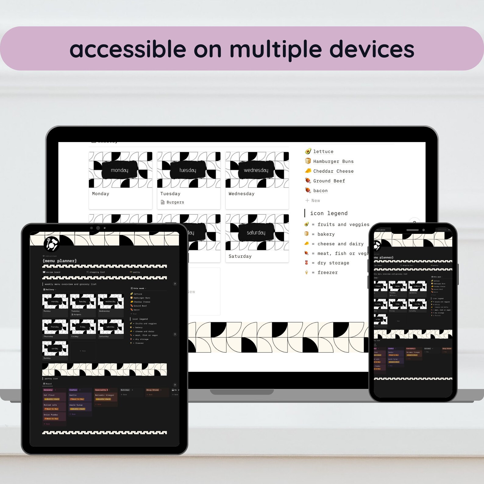 Menu Planner Notion Template Notion Recipe Board Meal Prep, Grocery