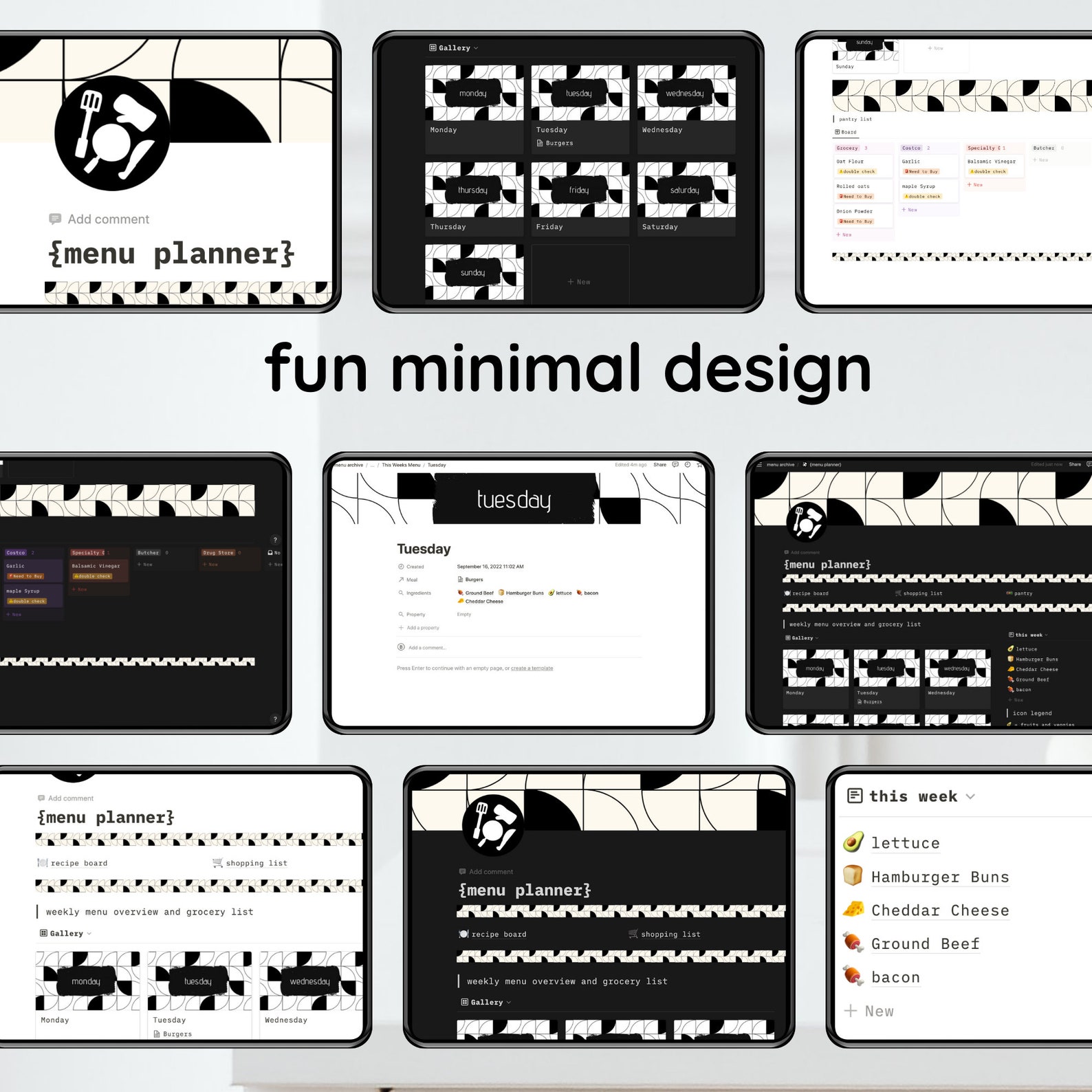 Menu Planner Notion Template Notion Recipe Board Meal Prep, Grocery