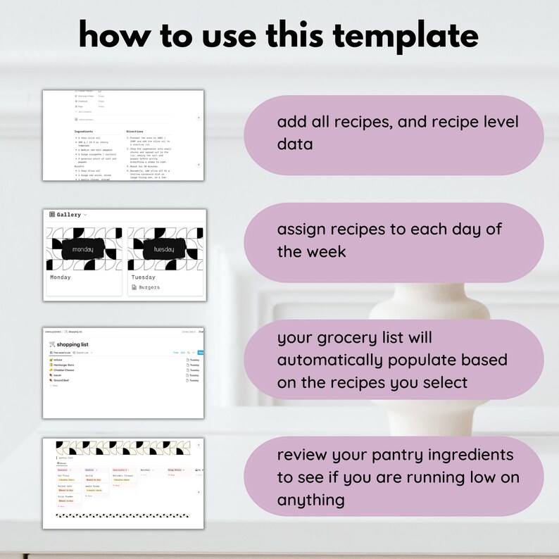 Menu Planner Notion Template Notion Recipe Board Meal Prep, Grocery