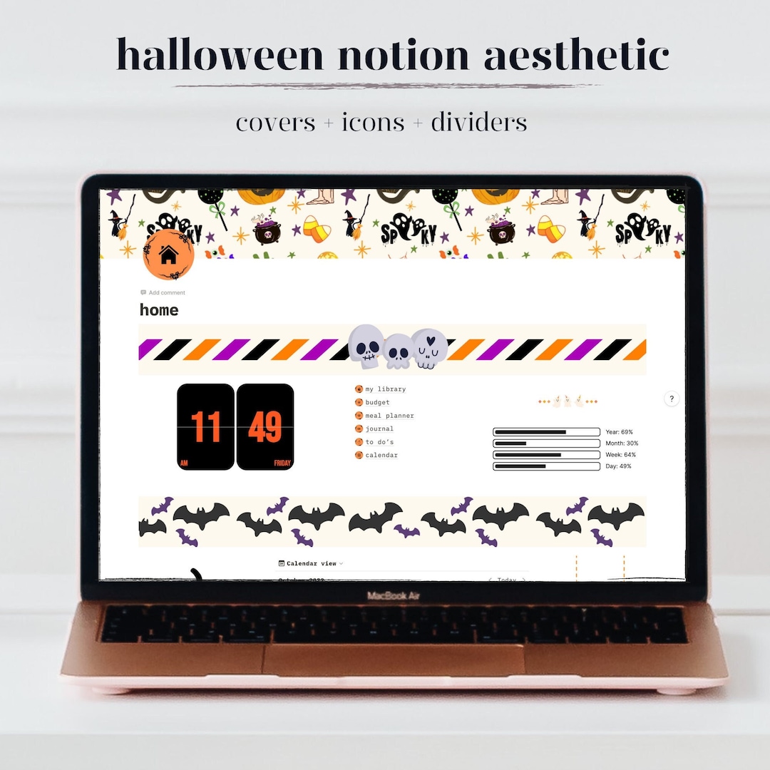 Notion Halloween Customization Bundle, With Notion Covers, Notion Icons Notion Halloween Customization Bundle, With Notion Covers, Notion Icons