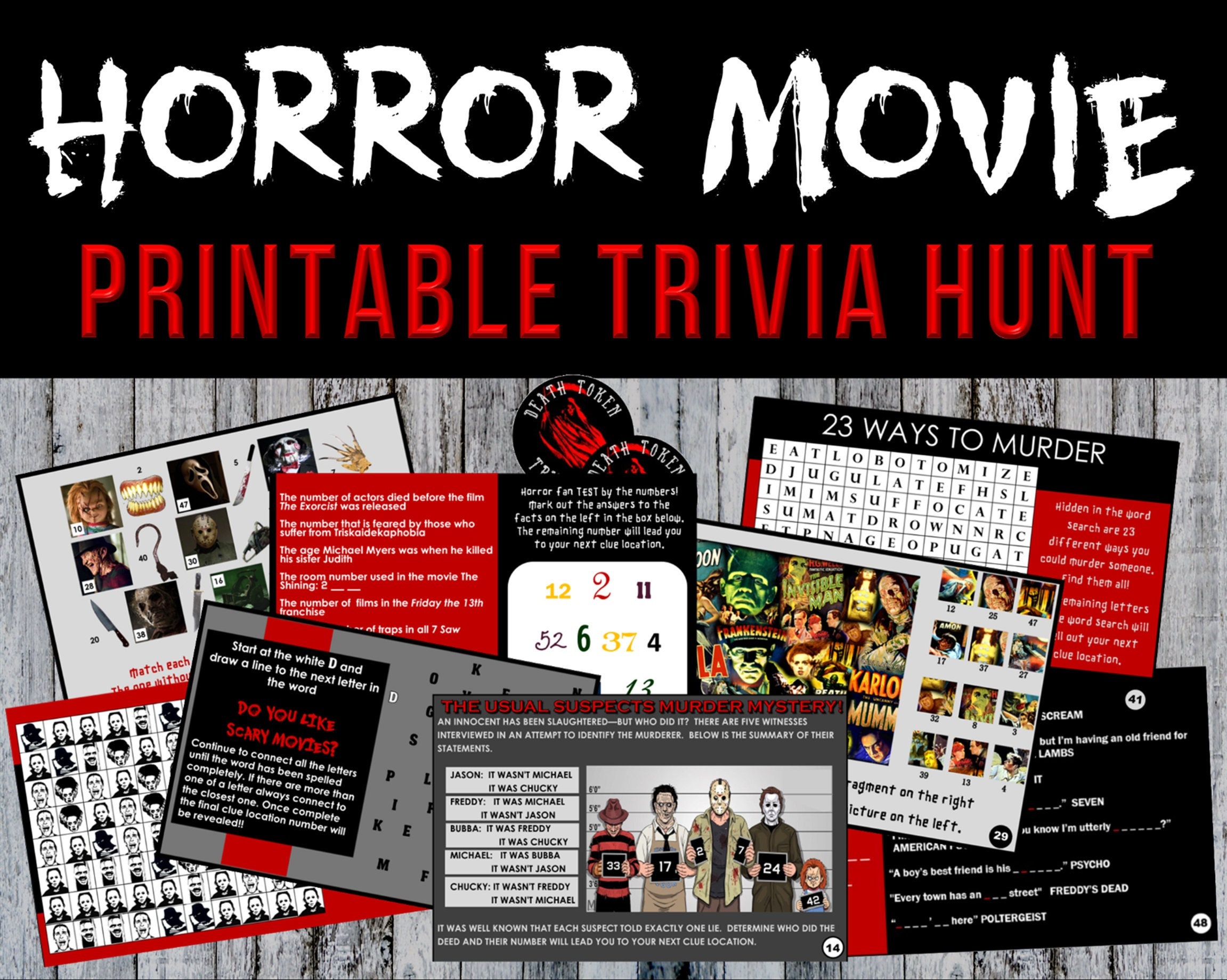 Printable Horror Movie Scavenger Hunt - Murder & Mayhem