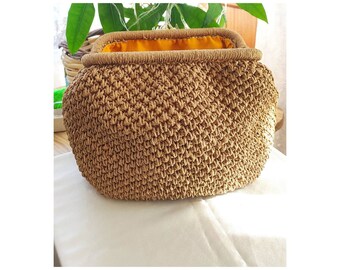 Vintage Beige Knitted Bag, Fashion Bag , Crochet handbag,Summer Bags, Casual Handbag, Biege Shoulder Bag, Stylish Clutch Bag, Gift for Women