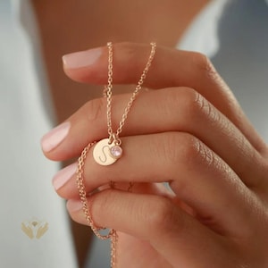 Collar inicial con piedra de nacimiento • Collar de letras personalizado • Regalo personalizado • Collar de nombre • Joyería inicial • Regalo para ella • Dama de honor